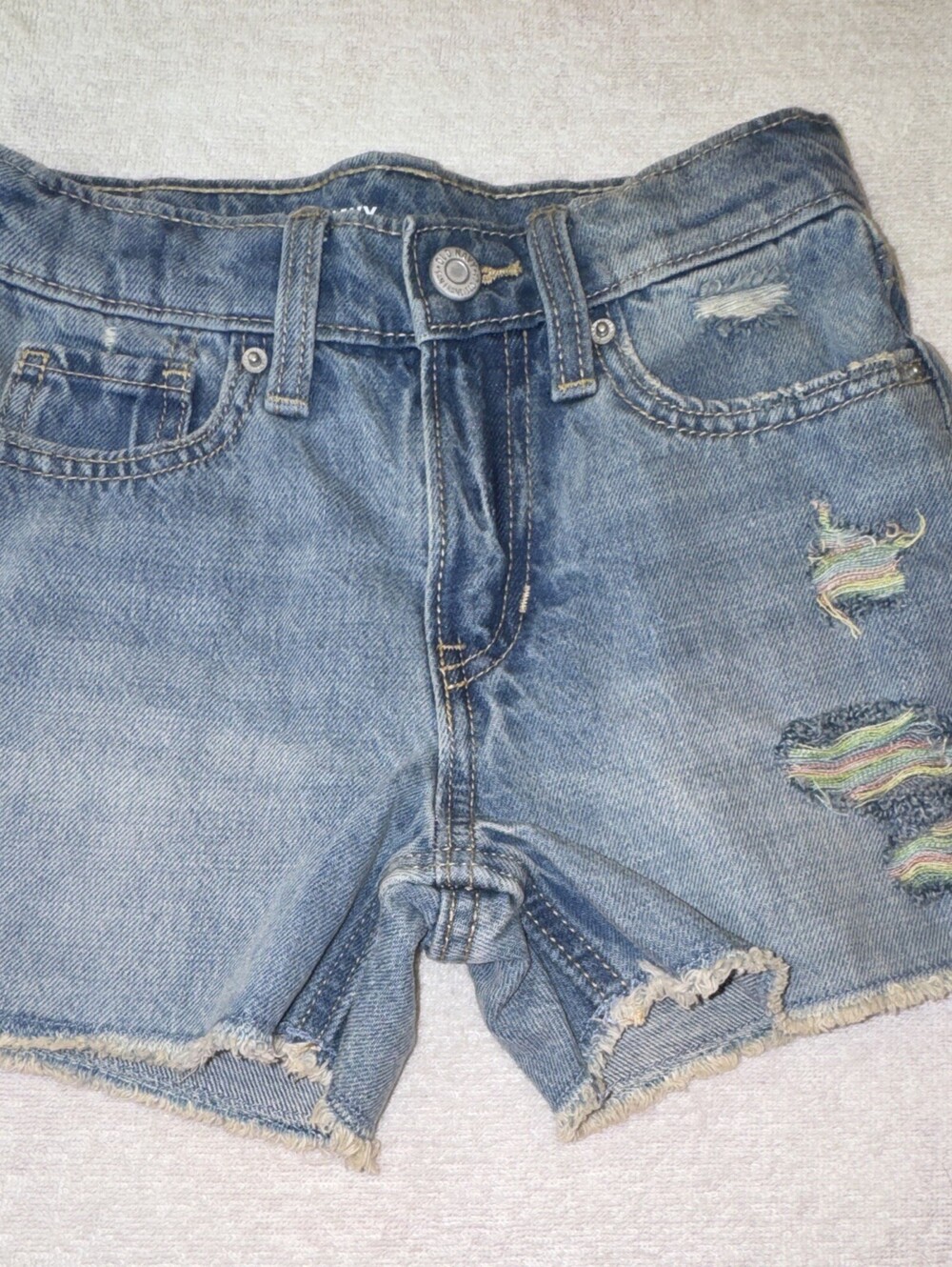 Old Navy Girls Size 8 Blue Denim Cut-Off Shorts High-Rise Distressed Pockets